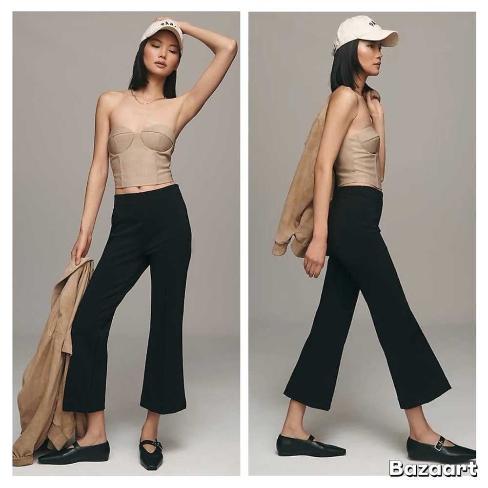 Maeve The Margot Kick-Flare Cropped Pants Black Sz M - Picture 5 of 14